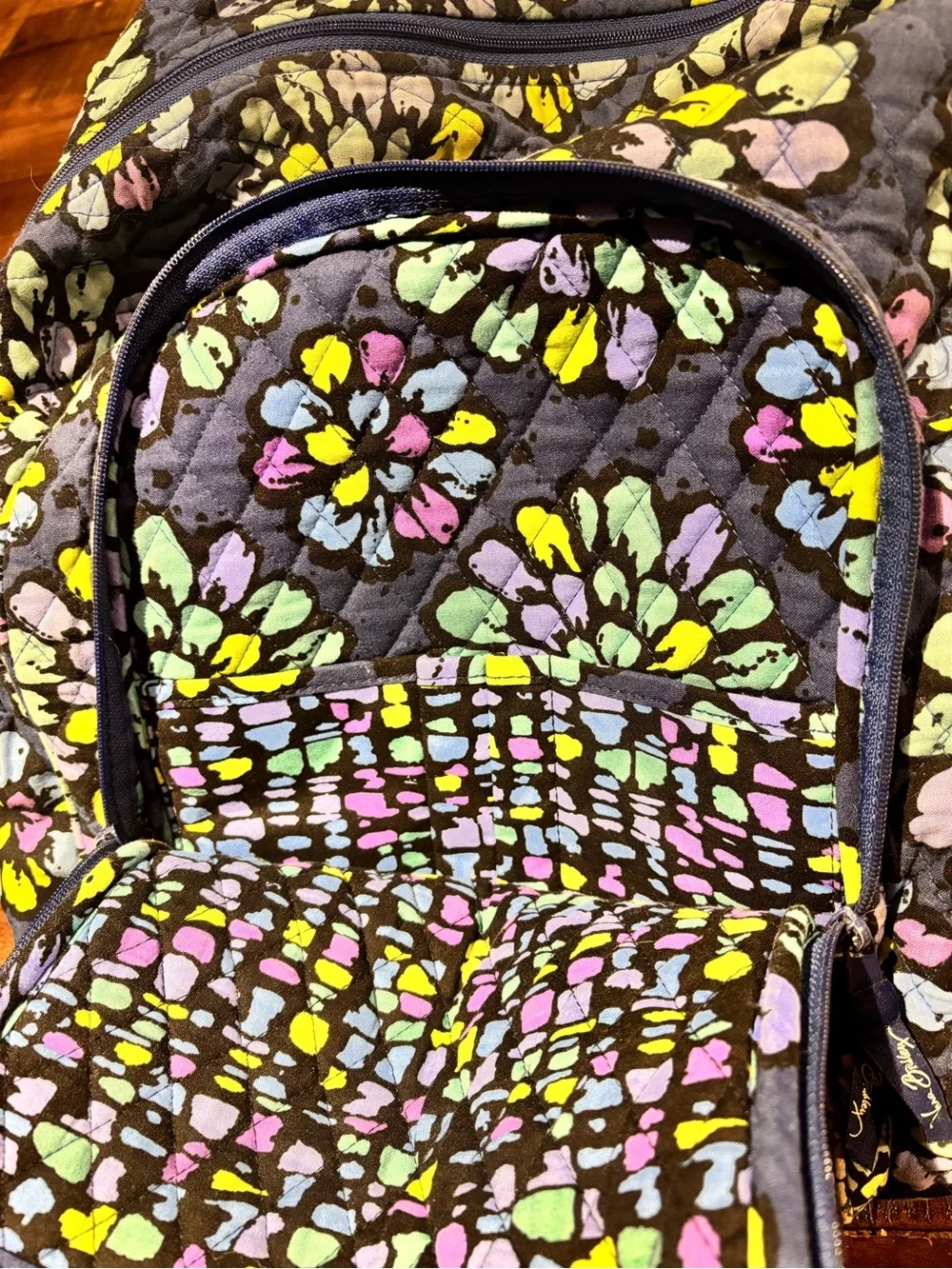 Vera Bradley Navy Quilted Floral Backpack in Indigo Pop